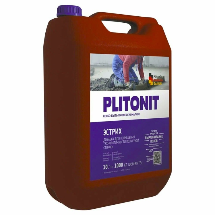 Добавка Plitonit Эстрих для полусухой стяжки 10л